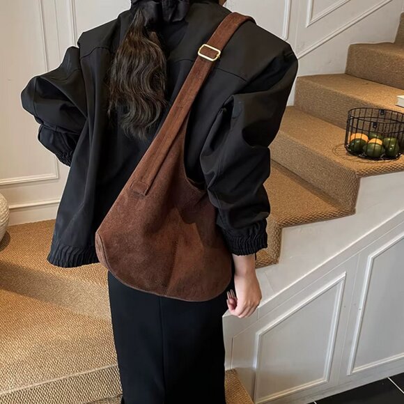 PU Leather Hobo Shoulder Bag with Inner Wallet — 3 Colors - Picture 9 of 16